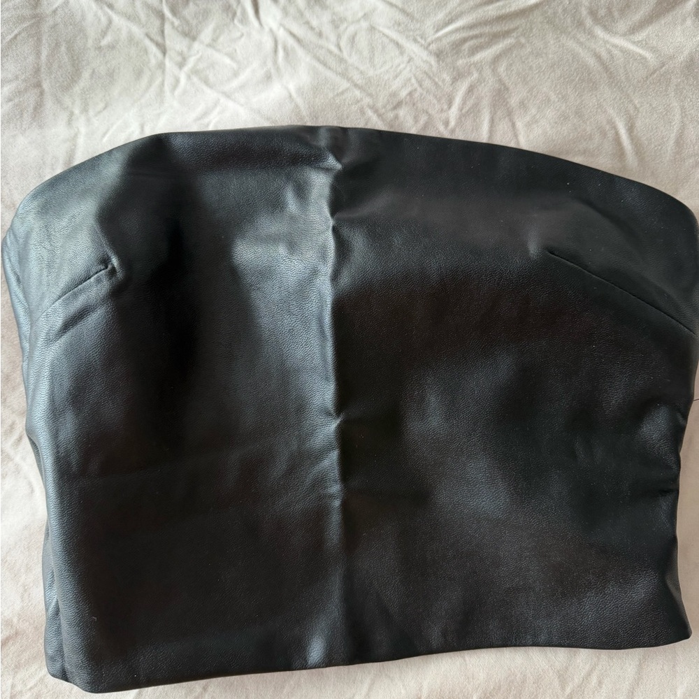Vegan Leather Strapless Top